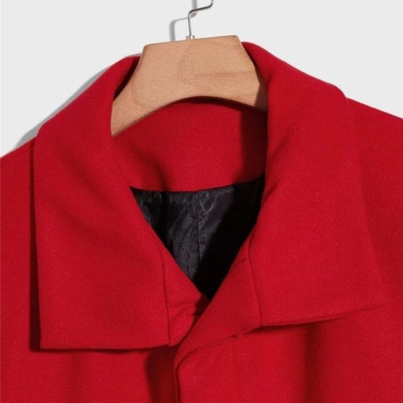 Red Mens Solid Overcoat - Picture 5 of 6